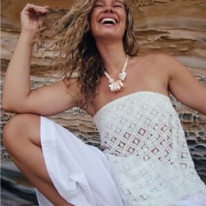 Free People White Orion Top - Strapless Lace